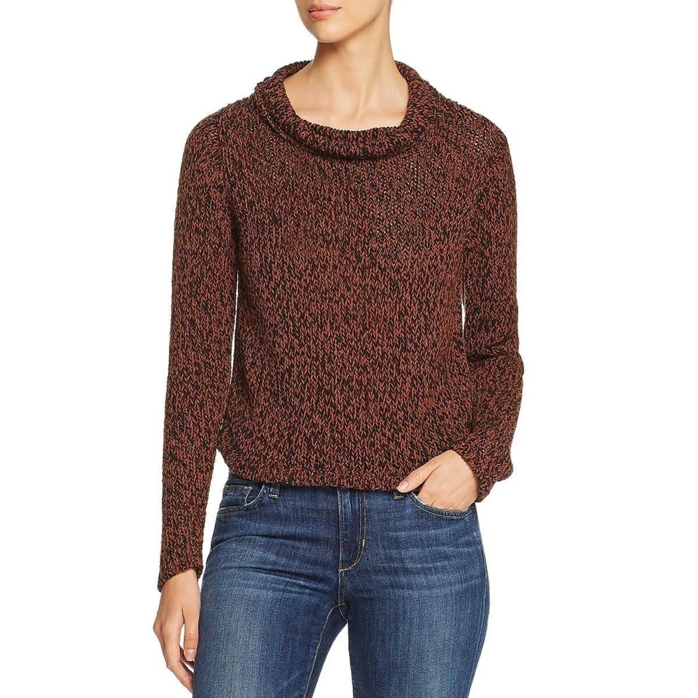 NWOT Eileen Fisher Organic Cotton & Linen Funnel-Neck Sweater in Nutmeg, size S